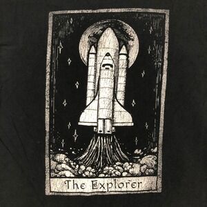 DOM T Shirt The Explorer Space Shuttle Tarot Graphic Black Size L